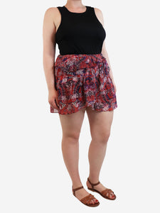 IRO Red floral printed mini skirt - size UK 12