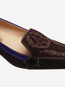 Tod's Brown embroidered suede pumps - size EU 37