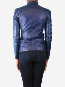 Gucci Navy leather jacket - size UK 6