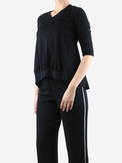 Black pleated-back v-neck sweater - size UK 6 Knitwear Marni 