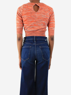 Orange intarsia knit crop-top - size XXS Knitwear Ganni 