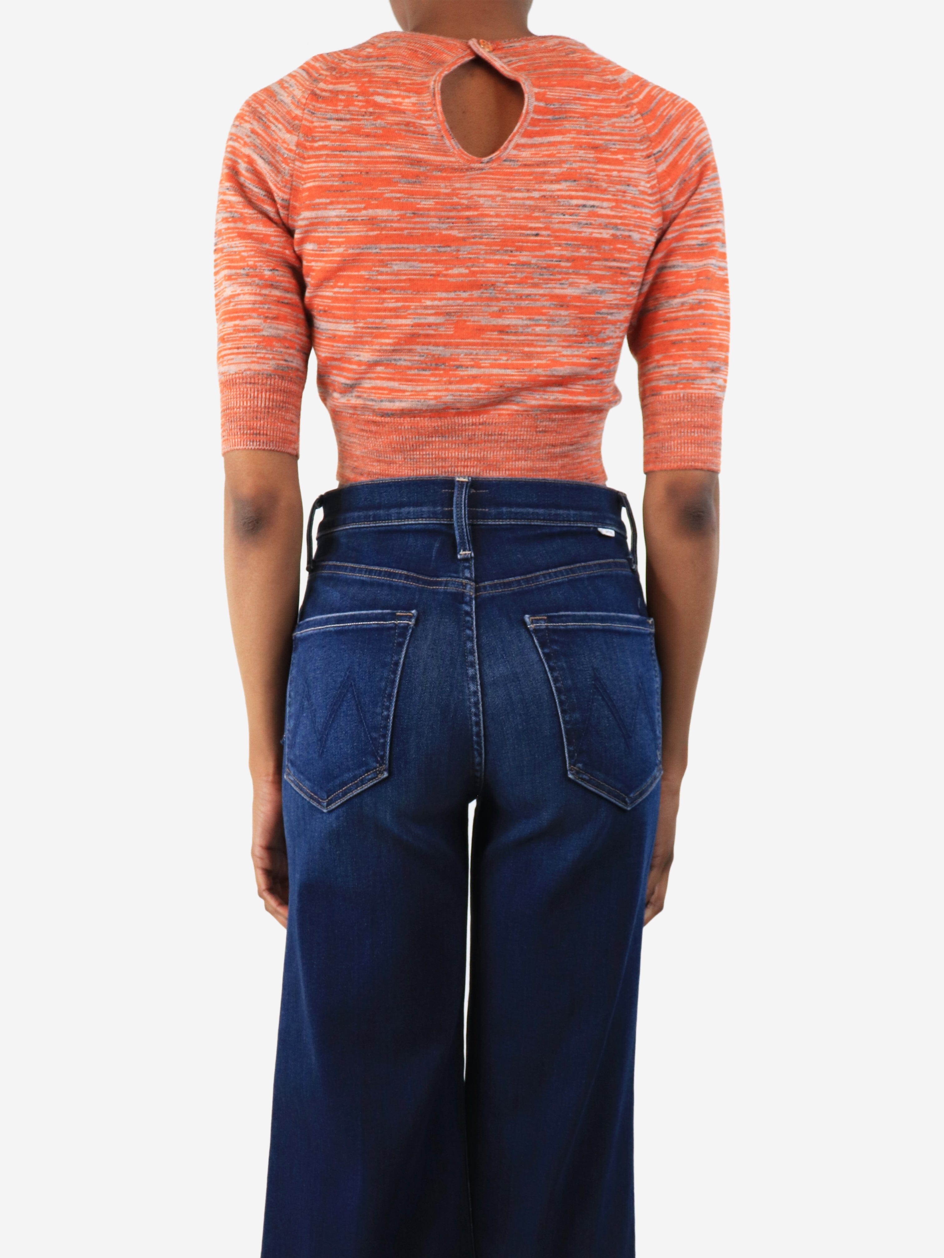 Orange intarsia knit crop-top - size XXS Knitwear Ganni 