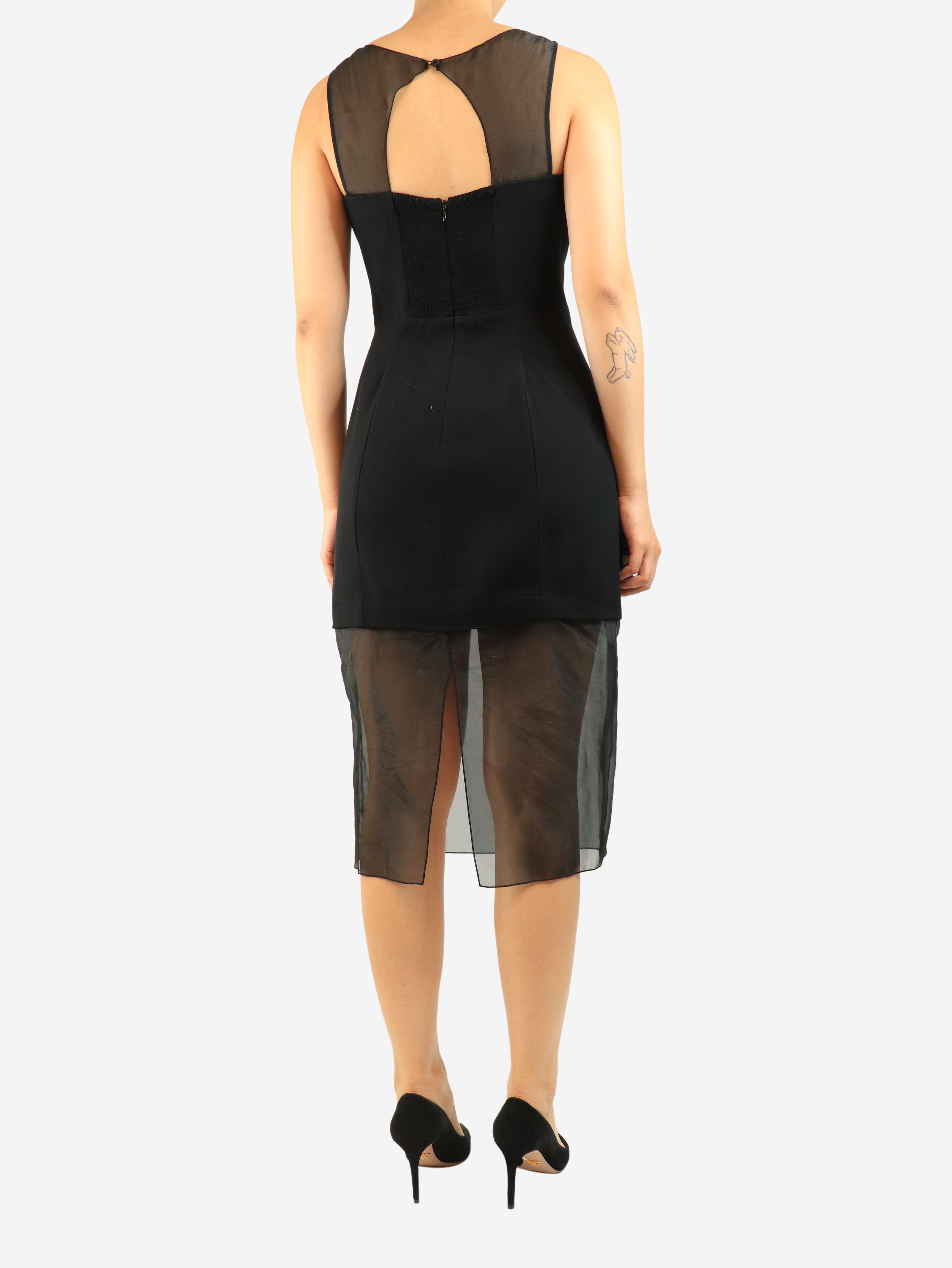 Black sleeveless midi dress - size UK 10