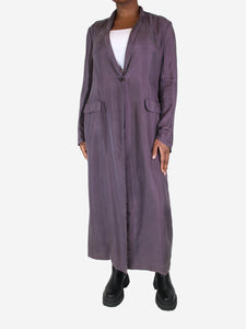 Dries Van Noten Purple silk shell coat - size UK 16