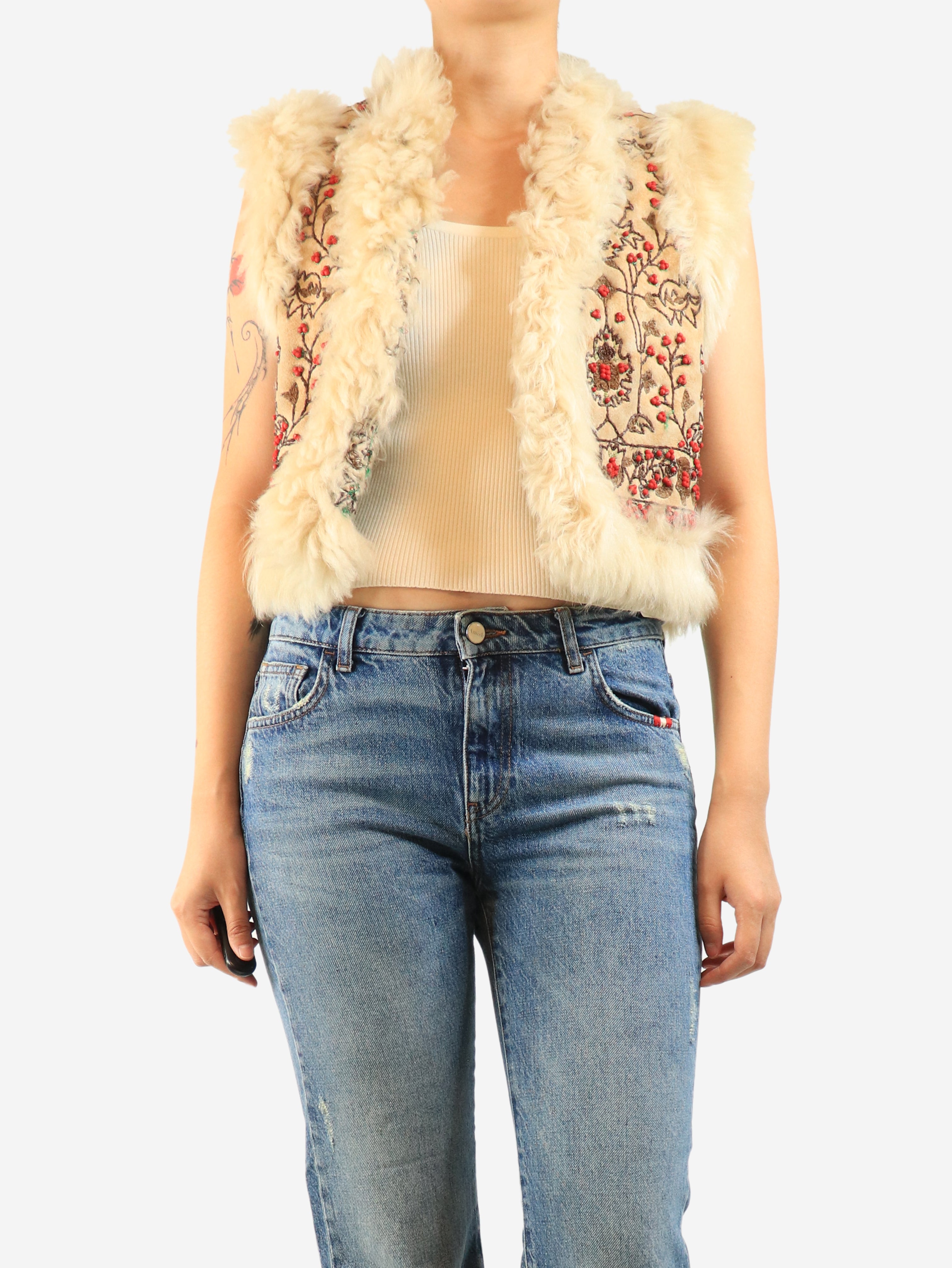 Beige Afghan waistcoat - size UK 10