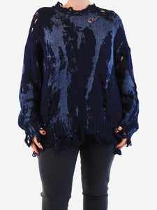 R13 Dark blue oversized distressed jumper - size M