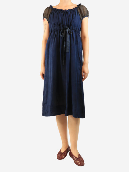 Navy milkmaid lace sheer dress - size L product image