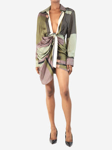 Jacquemus Green knot front mini dress - size UK 6