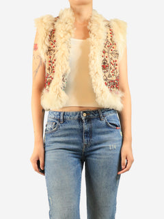 Beige Afghan waistcoat - size UK 10