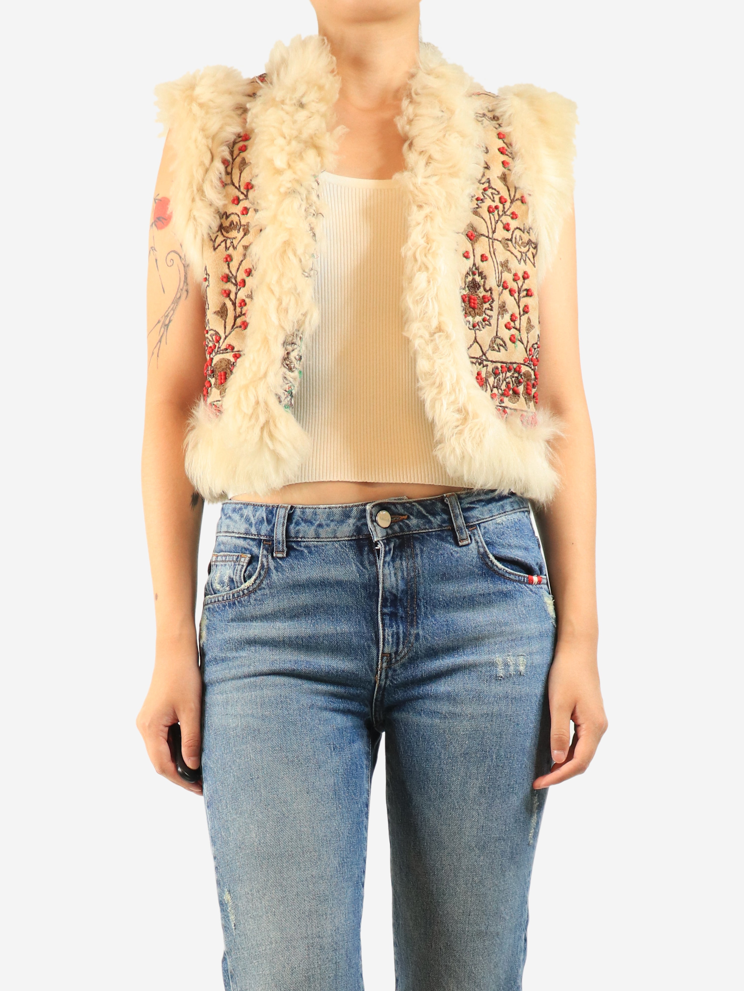 Beige Afghan waistcoat - size UK 10