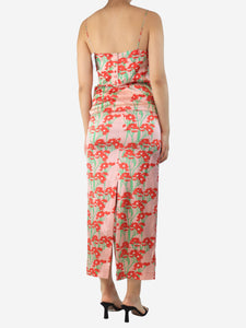 Bernadette Pink silk floral cami top and skirt set - size UK 8