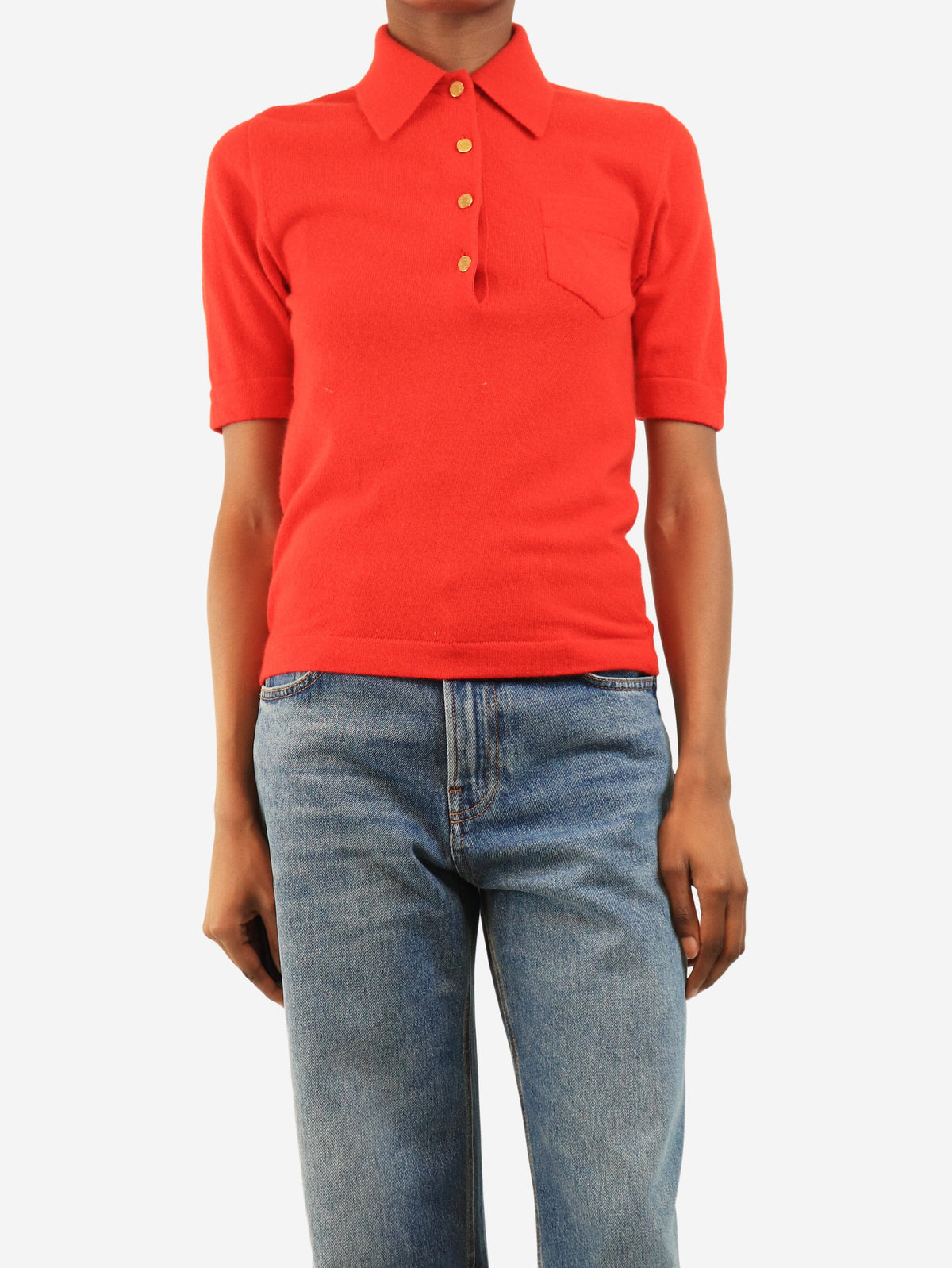 Red vintage polo knit top - size S Knitwear Hermes 