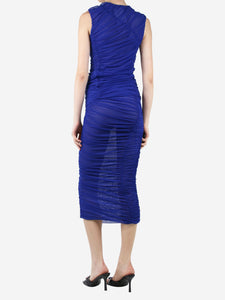 Dries Van Noten Blue sleeveless mesh ruched top and midi skirt set - size S