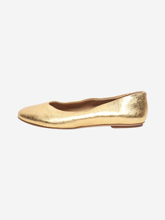 Gold metallic leather ballet flats - size EU 40