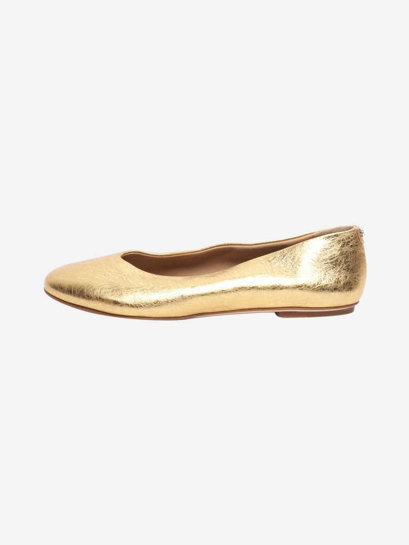 Gold metallic leather ballet flats - size EU 40