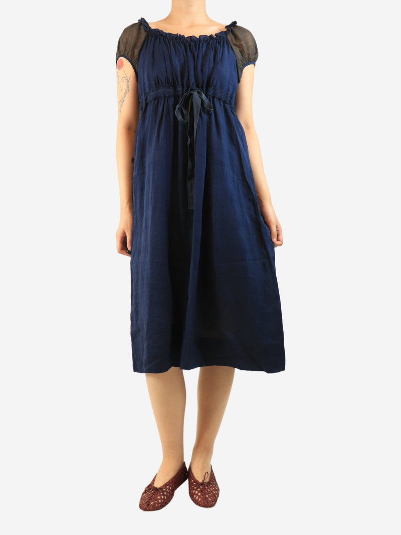 Navy milkmaid lace sheer dress - size L Dresses Dosa 