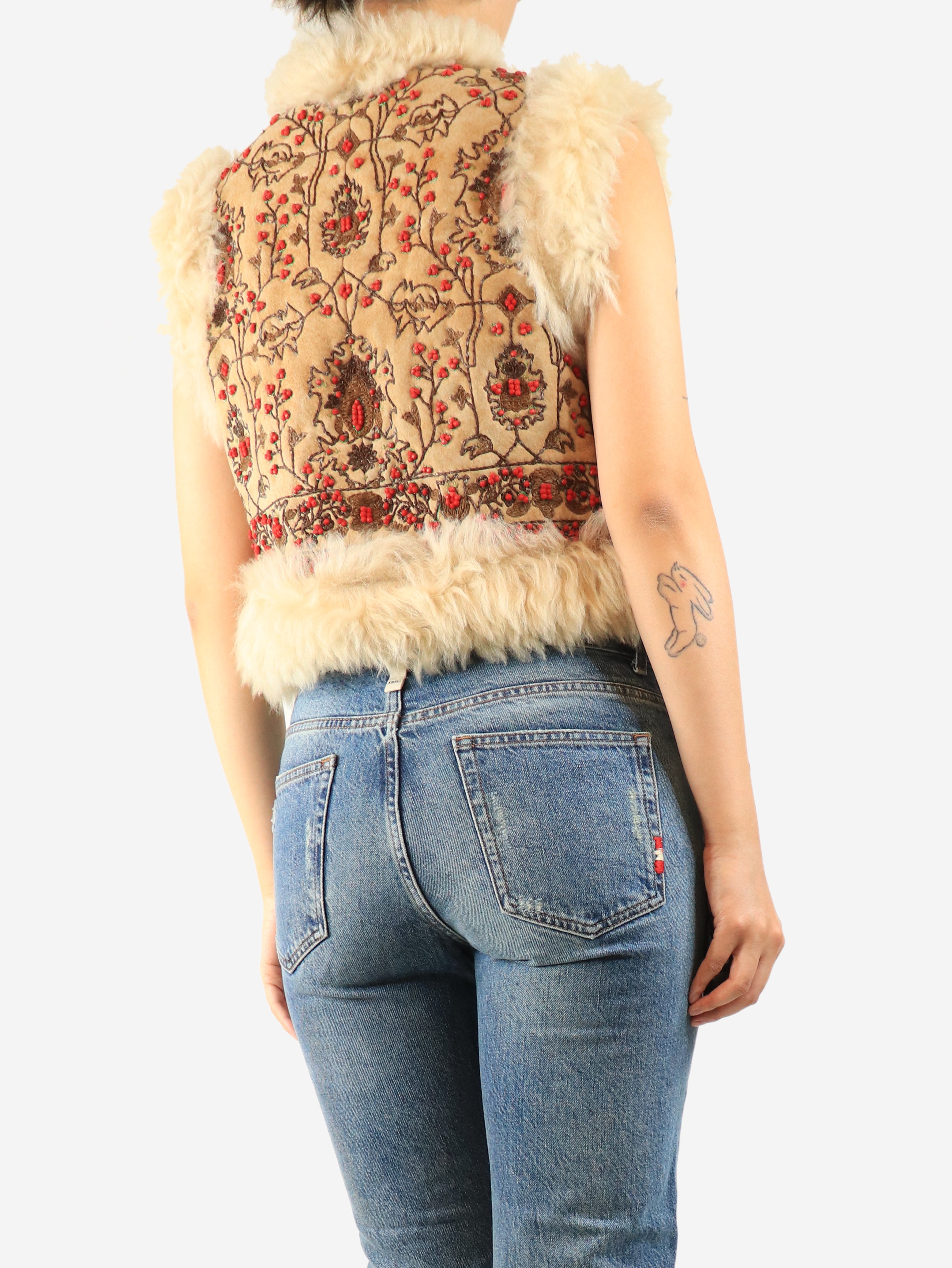 Beige Afghan waistcoat - size UK 10