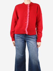 Molly Goddard Red ruffle trim wool cardigan - size M