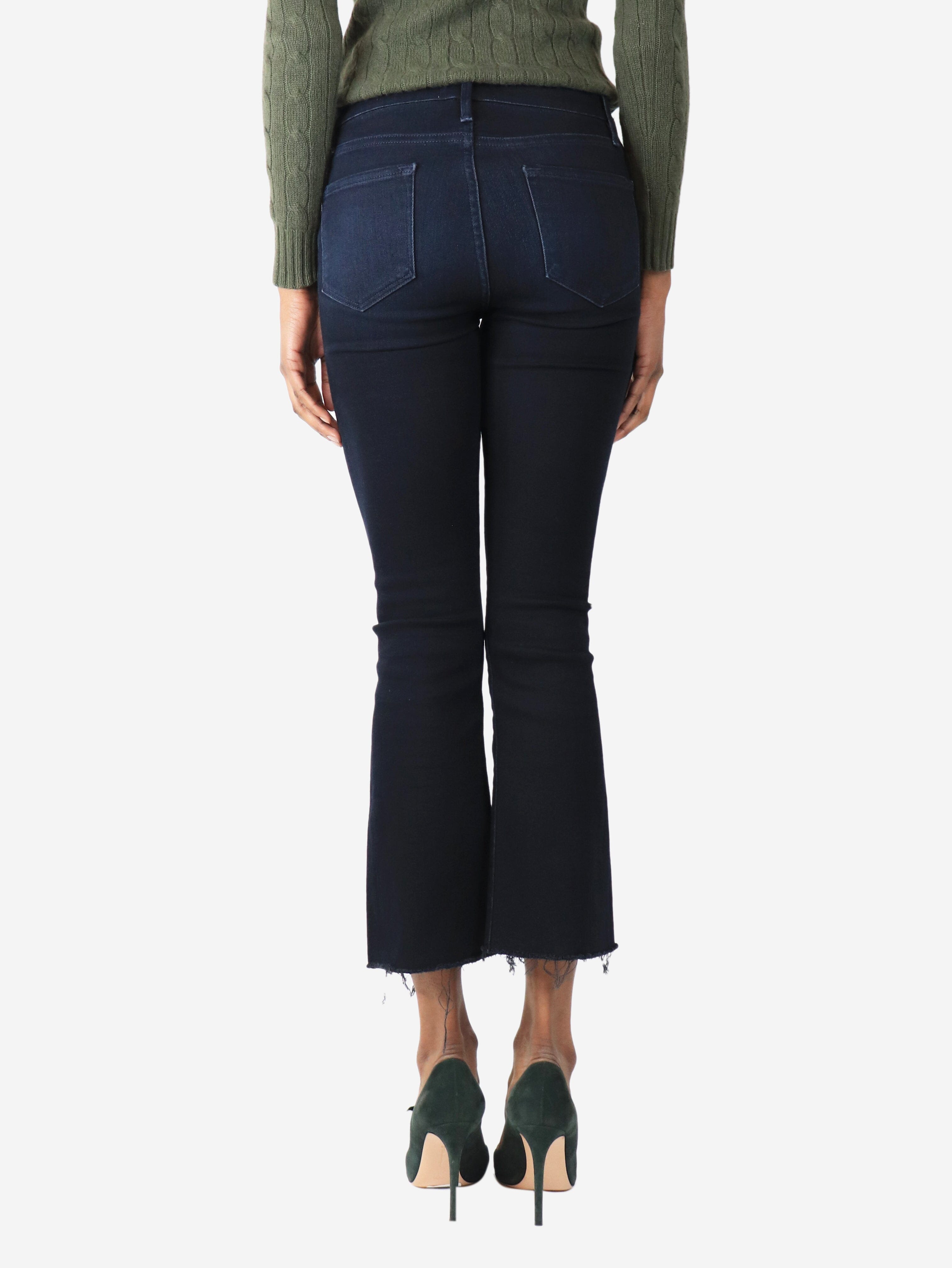 Dark indigo cropped bootcut jeans - size UK 6 Trousers Frame 
