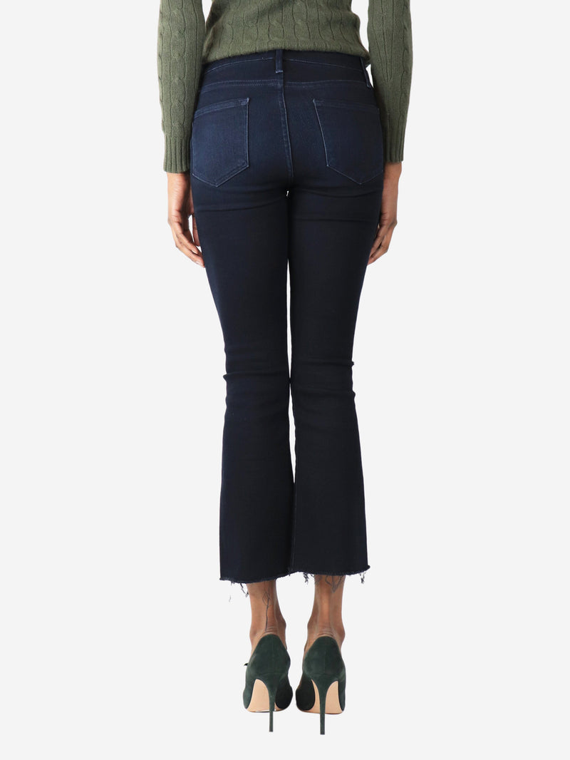 Dark indigo cropped bootcut jeans - size UK 6 Trousers Frame 
