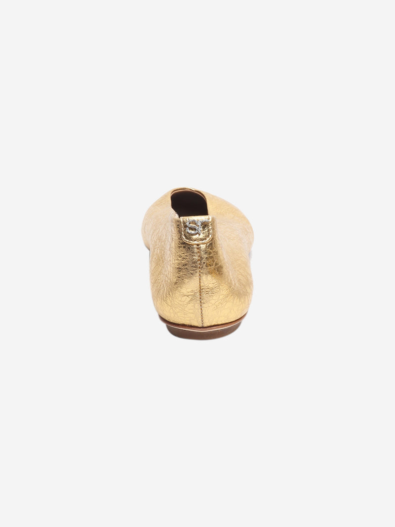 Gold metallic leather ballet flats - size EU 40 Flat Shoes Sergio Rossi 