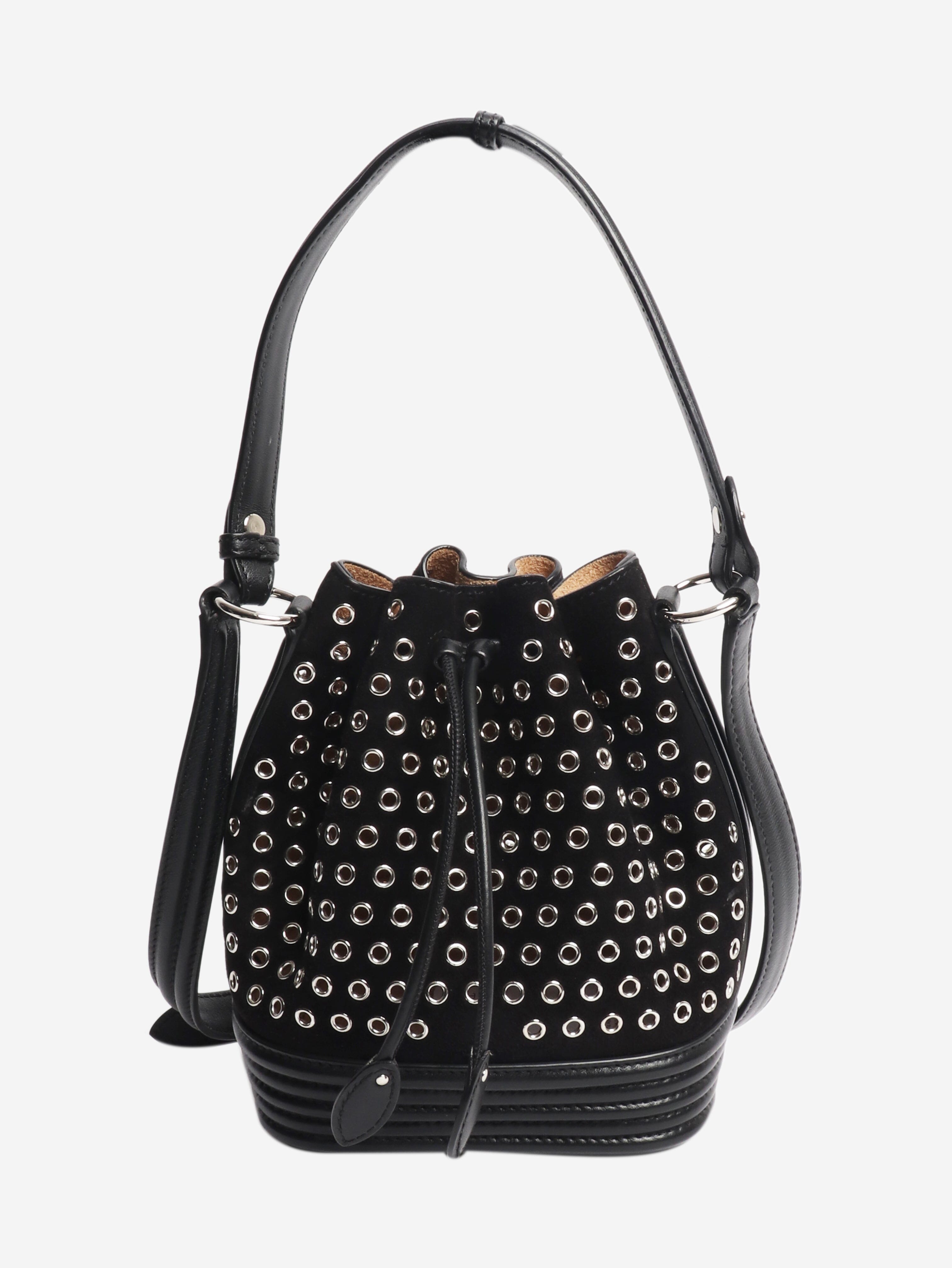 Black suede lambskin eyelets bag Cross-body bags Alaia 