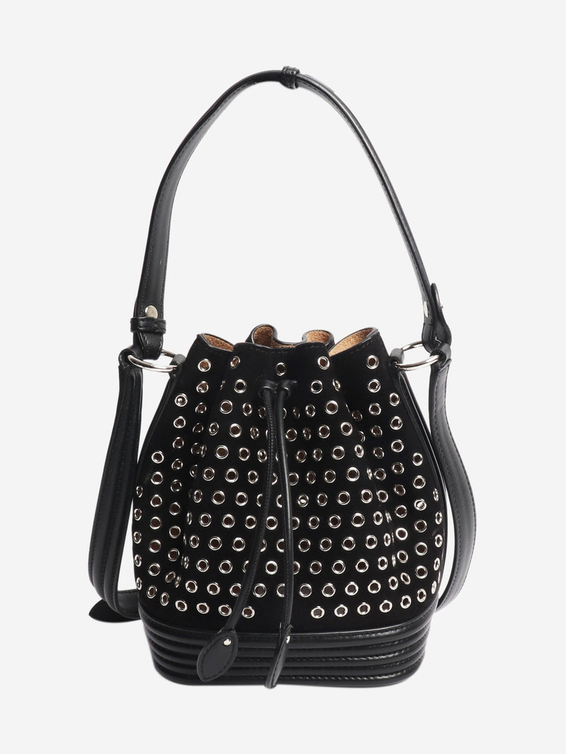 Black suede lambskin eyelets bag Cross-body bags Alaia 