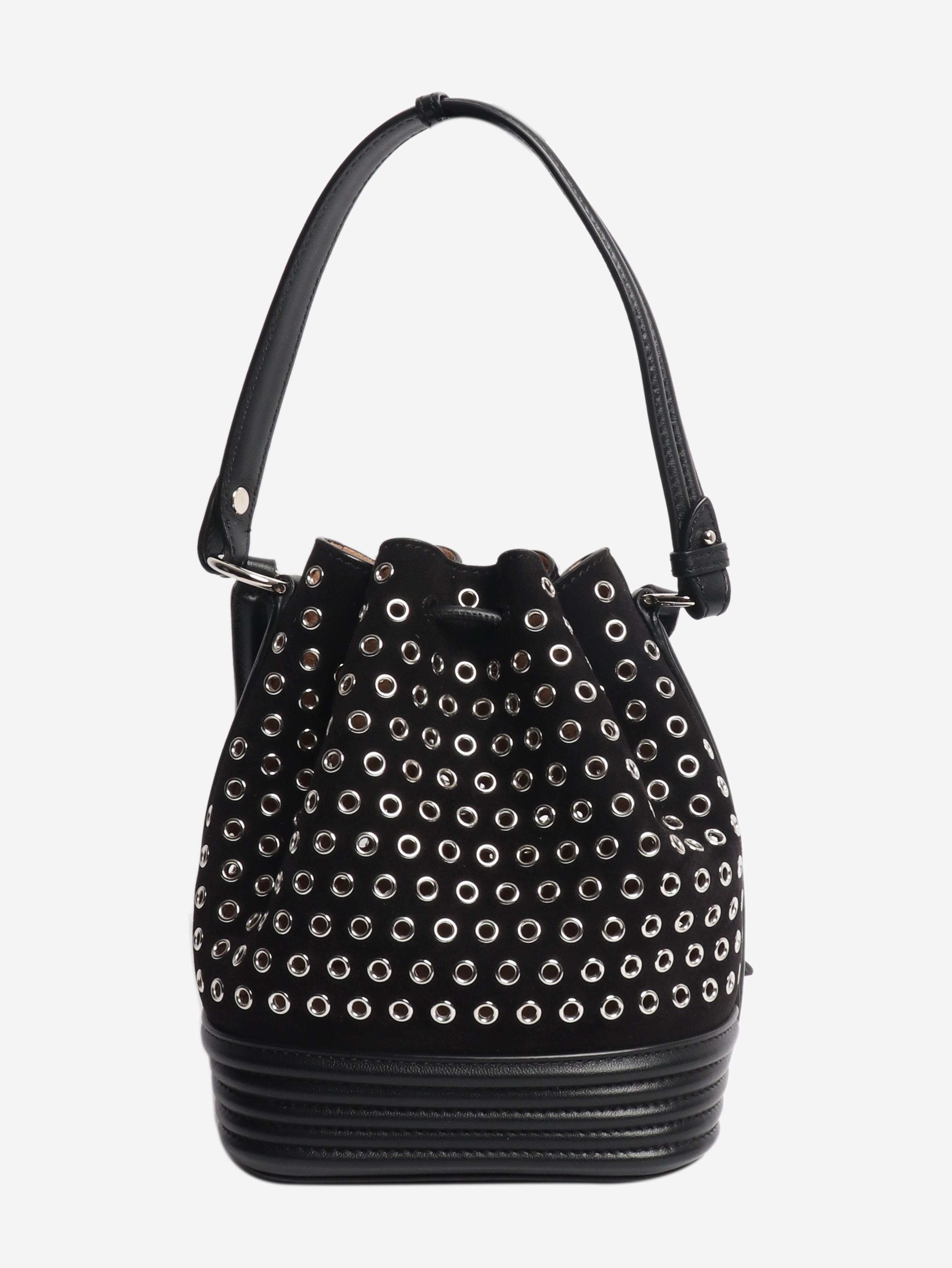 Black suede lambskin eyelets bag Cross-body bags Alaia 