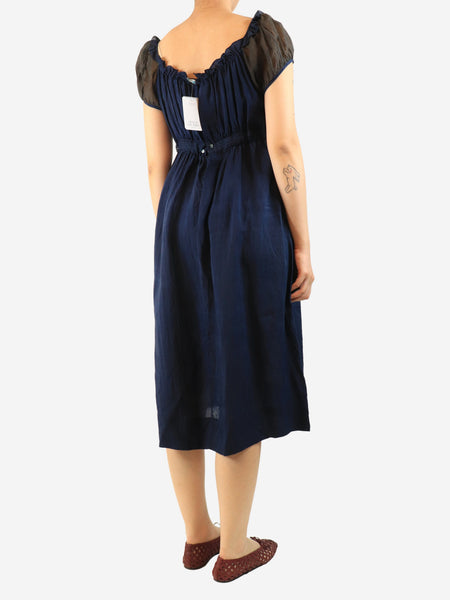 Navy milkmaid lace sheer dress - size L alternate image