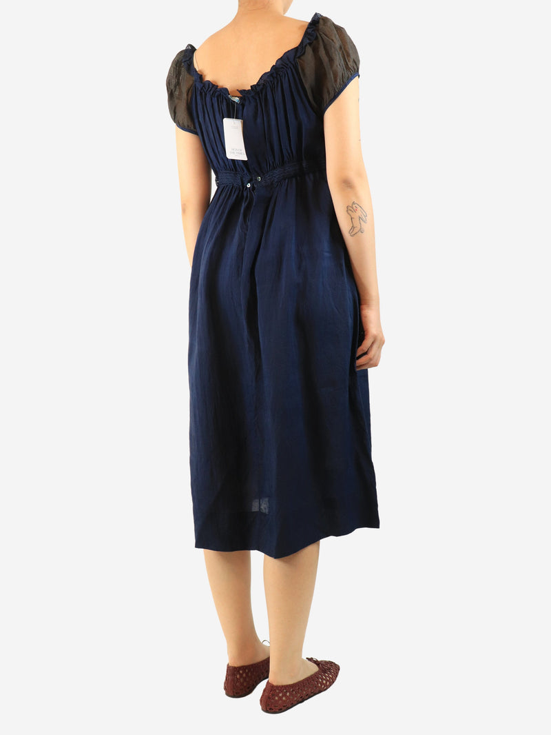 Navy milkmaid lace sheer dress - size L Dresses Dosa 