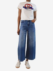 Karl Lagerfeld Navy blue wide-leg patch jeans - size UK 6