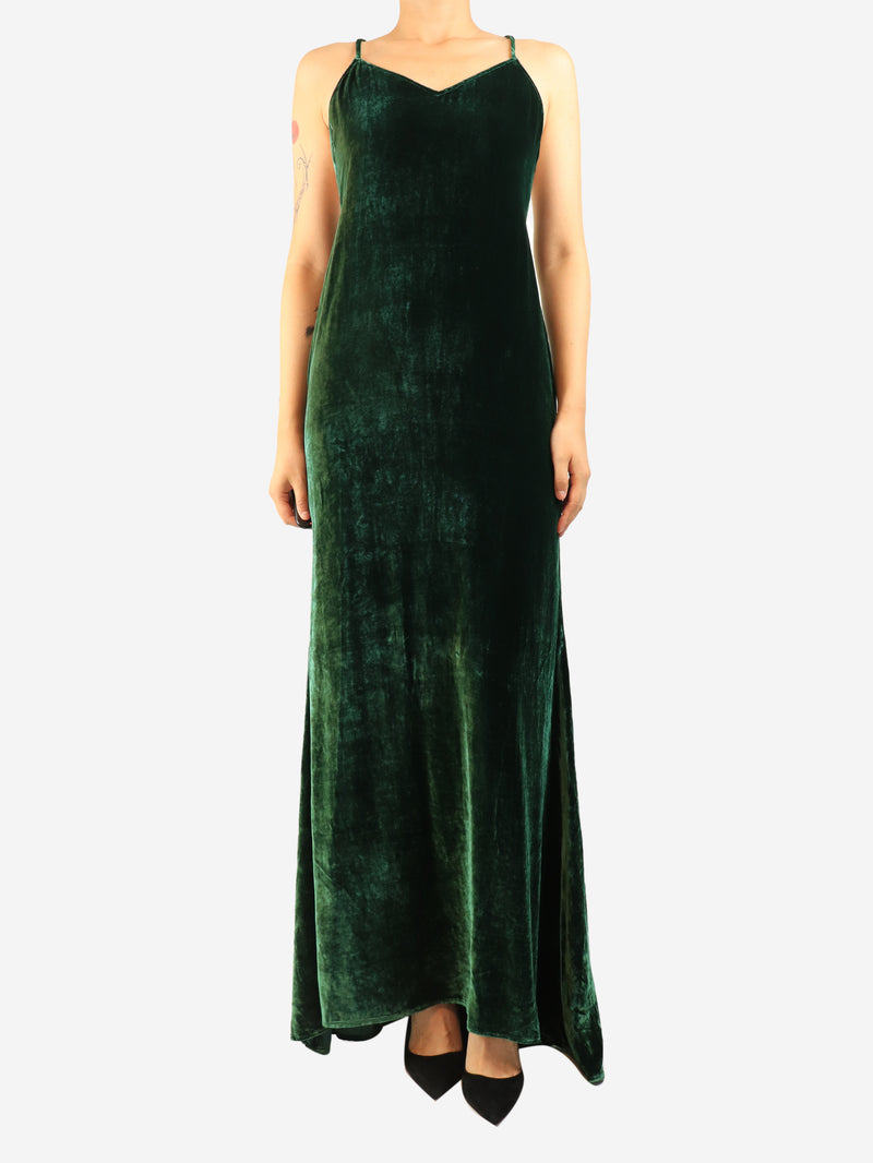Green velvet maxi dress - size S