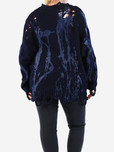 R13 Dark blue oversized distressed jumper - size M