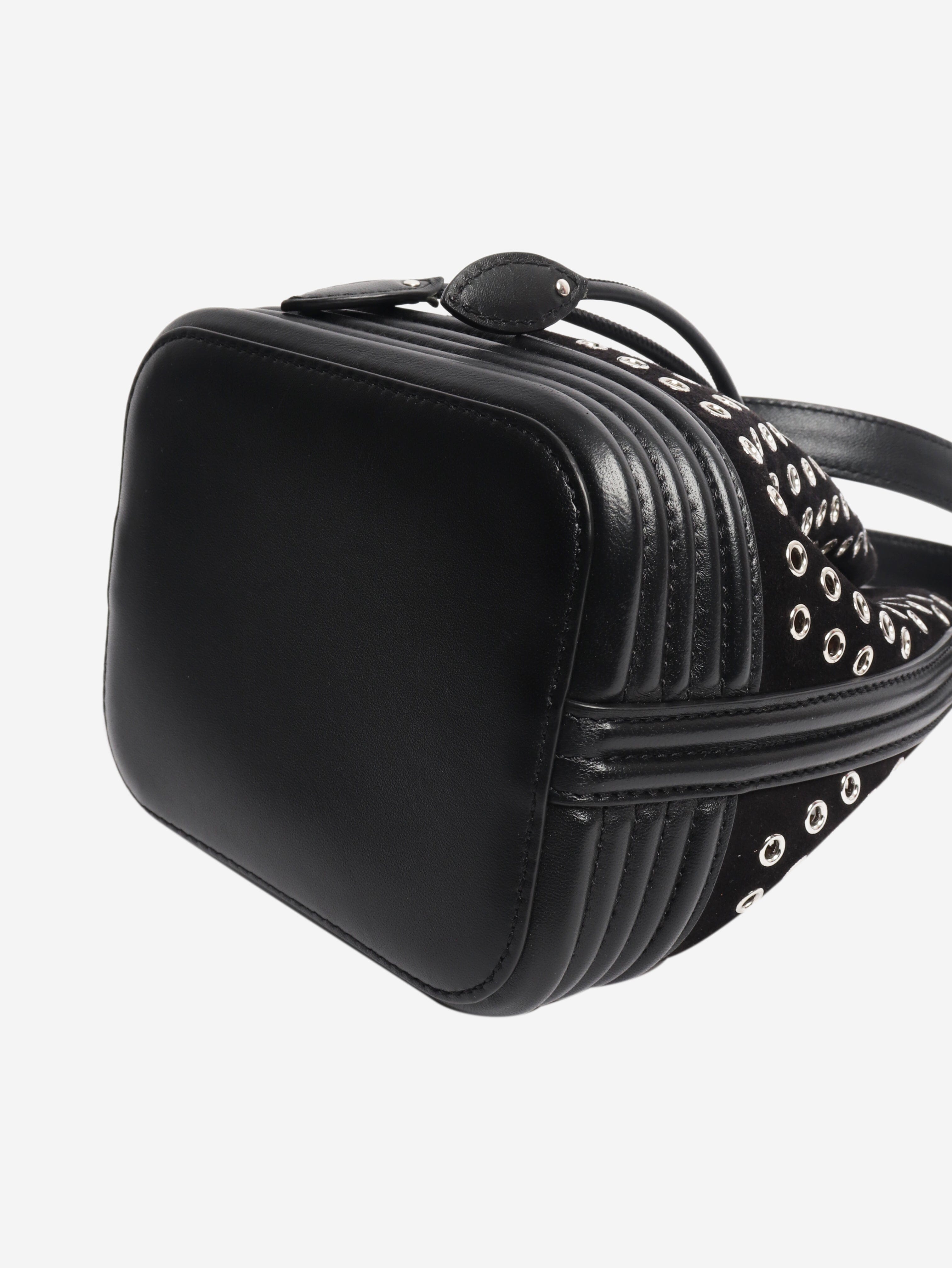 Black suede lambskin eyelets bag Cross-body bags Alaia 