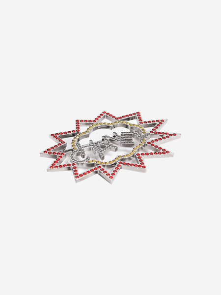 Silver pop art crystal brooch product image