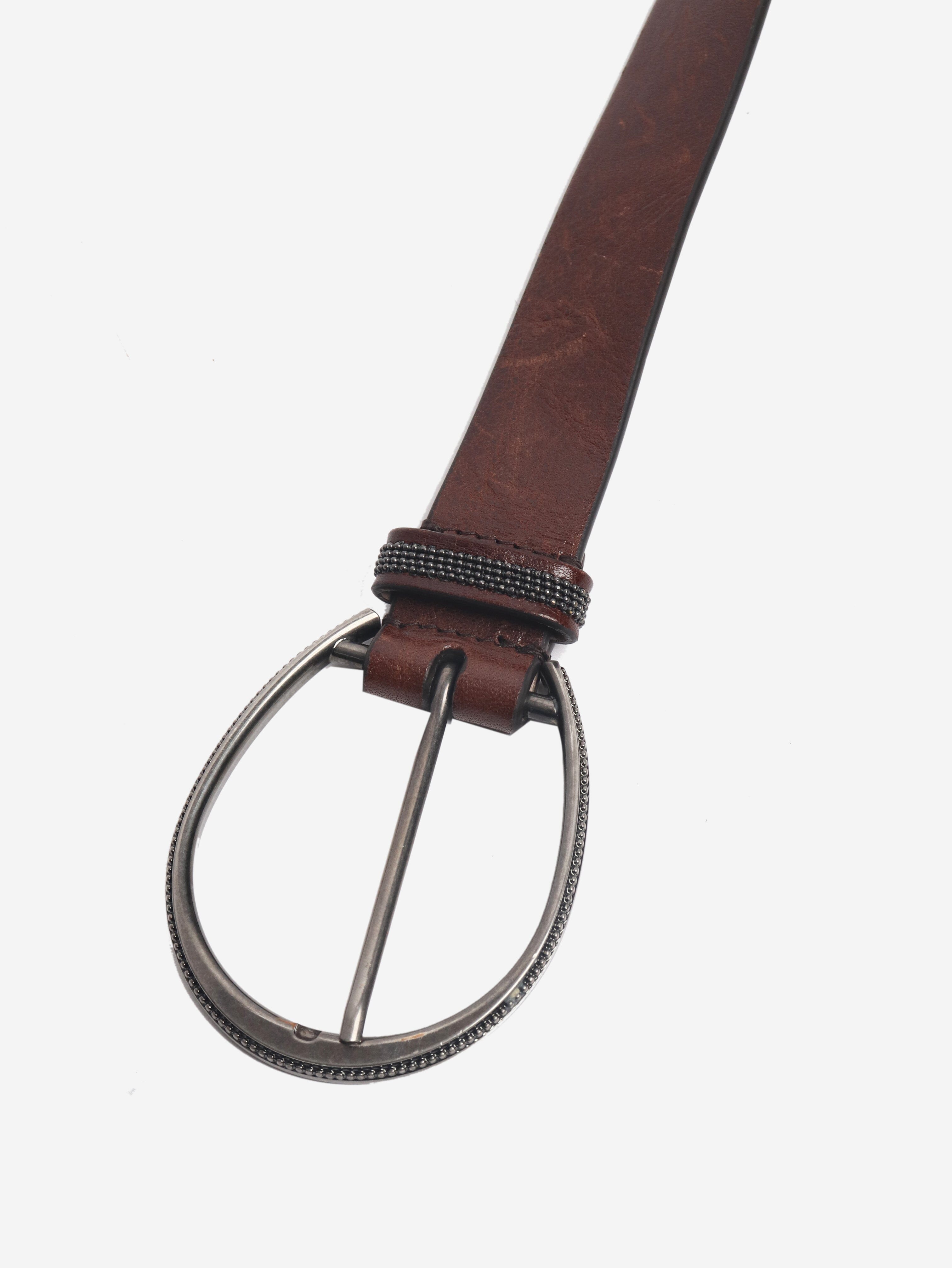 Brown leather thin belt Belts Brunello Cucinelli 