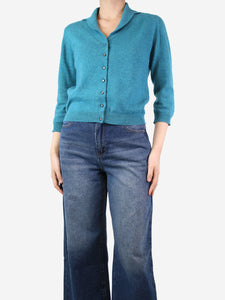 Brora Blue cashmere cardigan - size UK 12