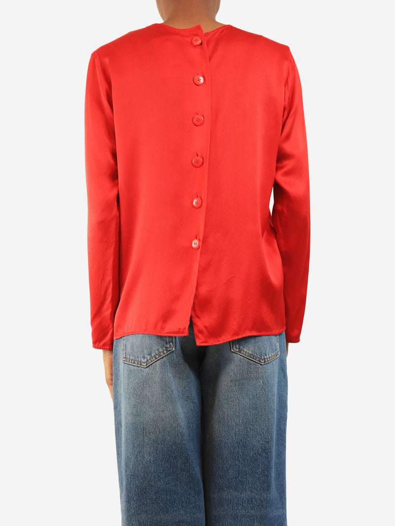 Red vintage silk long sleeve top - size S Tops Saint Laurent 