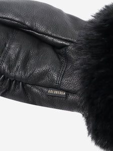 Goldbergh Goldbergh Black faux fur trim gloves - size