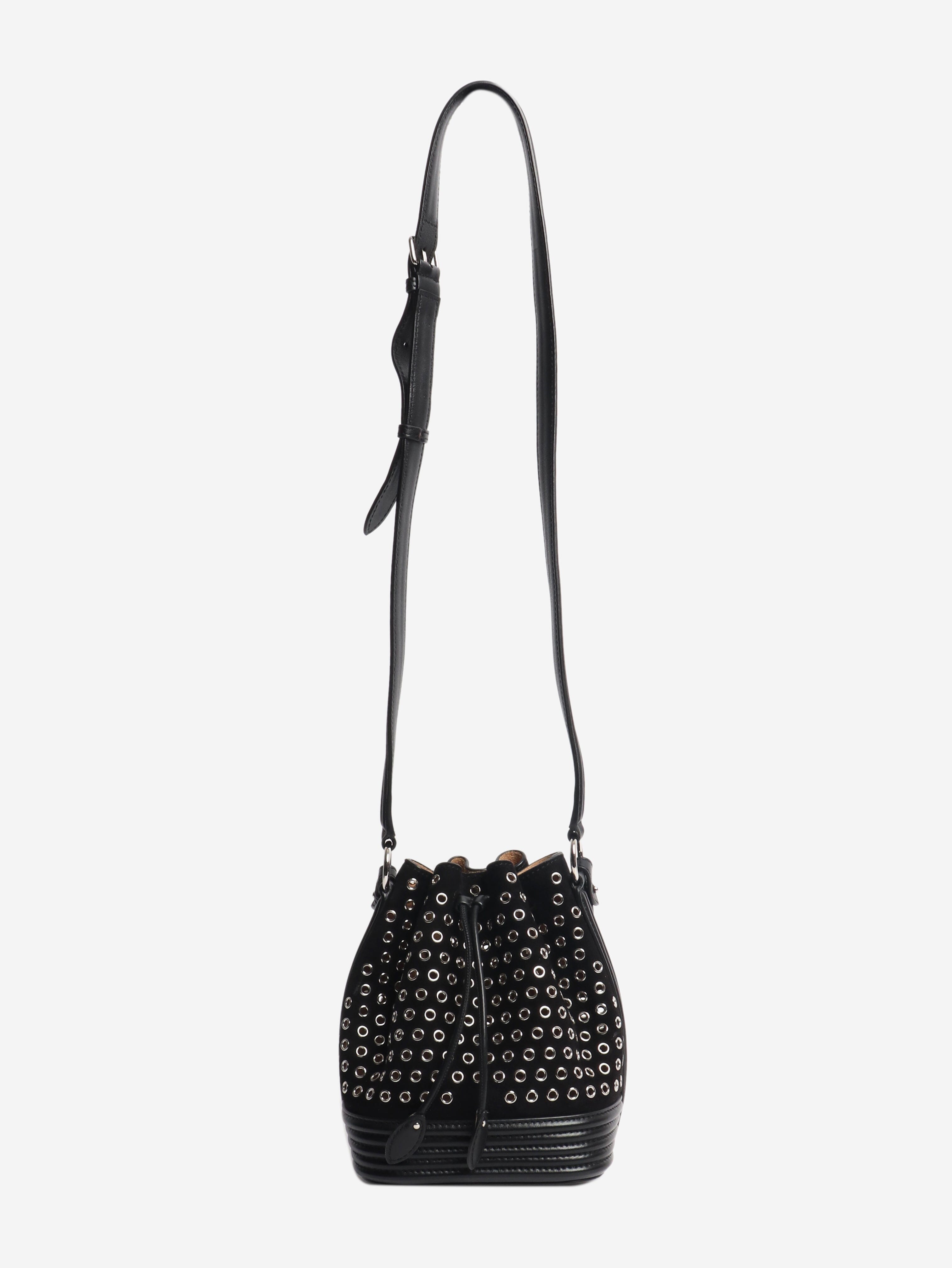 Black suede lambskin eyelets bag Cross-body bags Alaia 