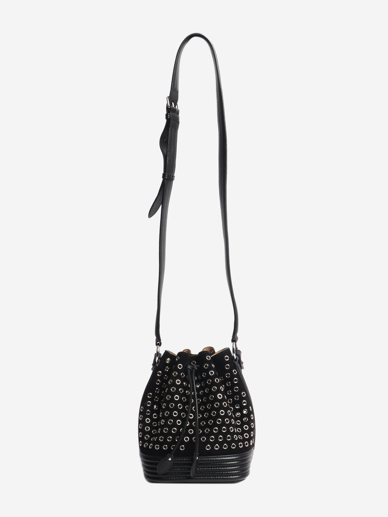 Black suede lambskin eyelets bag Cross-body bags Alaia 