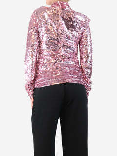 Pink long-sleeve sequin top - size UK 10 Tops MSGM 