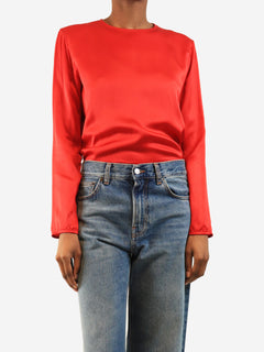 Red vintage silk long sleeve top - size S Tops Saint Laurent 