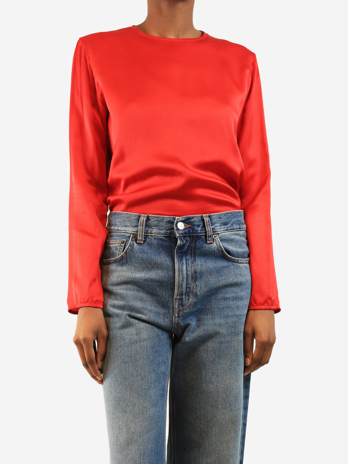 Red vintage silk long sleeve top - size S Tops Saint Laurent 