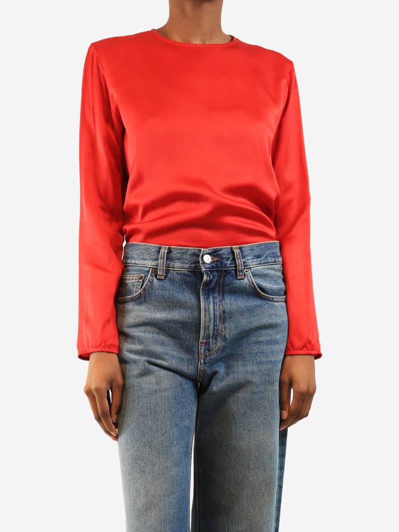 Red vintage silk long sleeve top - size S Tops Saint Laurent 