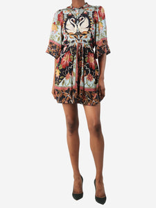 Farm Rio Multicolour satin floral printed mini dress - size XXS