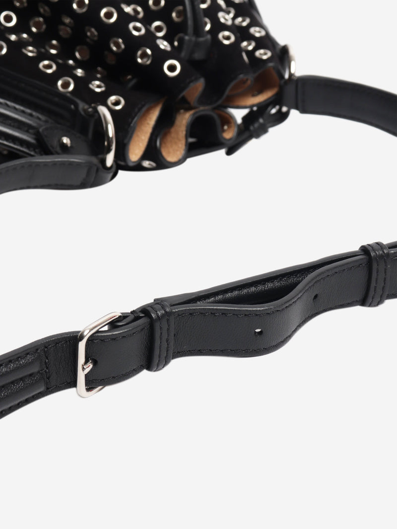 Black suede lambskin eyelets bag Cross-body bags Alaia 