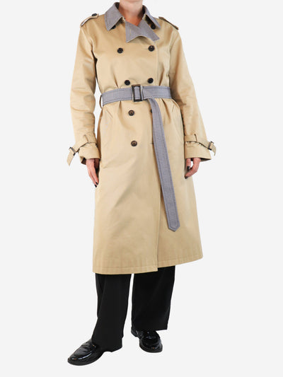 Beige check-panel trench coat - size UK 8 Coats & Jackets J&M Davidson 