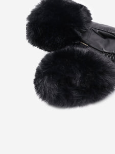 Goldbergh Goldbergh Black faux fur trim gloves - size