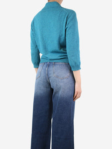 Brora Blue cashmere cardigan - size UK 12